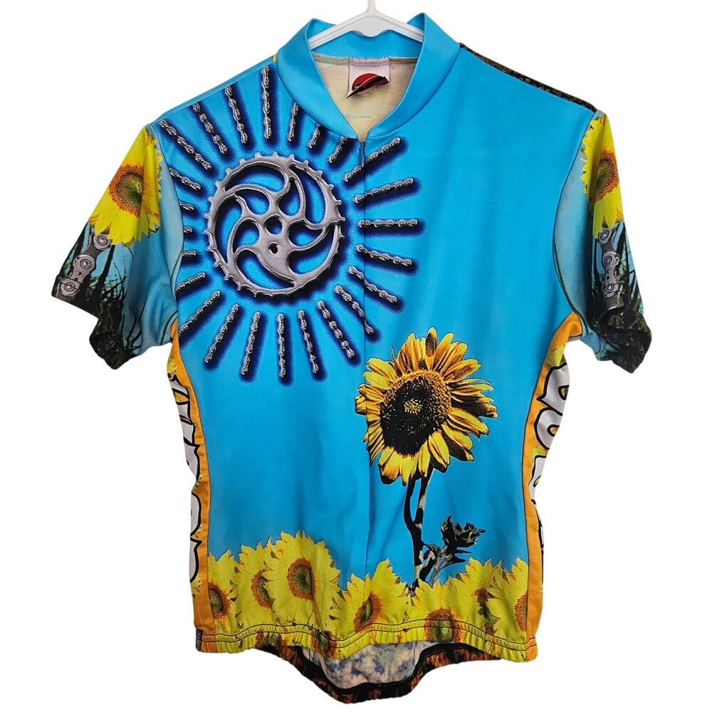 World Jerseys Womens Sunflower Bike Shirt Size L Cycling Stretch Active Wicking